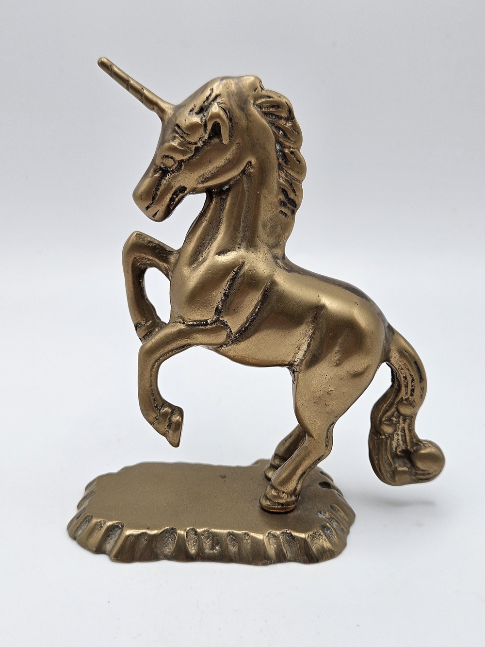 VINTAGE Brass Rearing Unicorn Figurine Paperweight Decor Fantasy